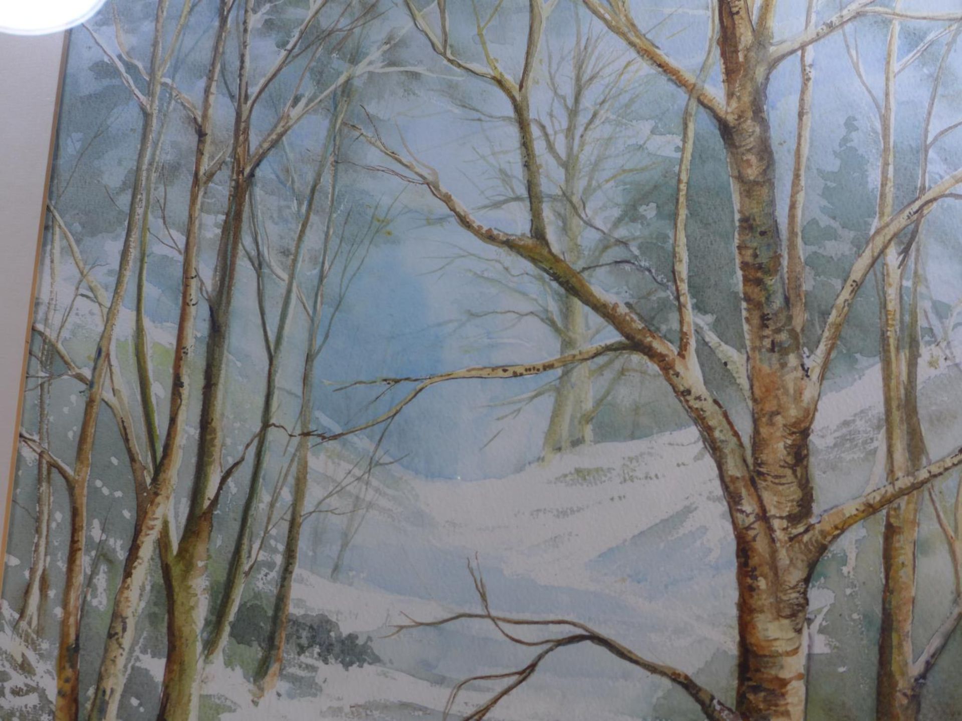 PATRICIA TAYLOR (BRITISH 20TH CENTURY) 'WINTER MORNING DELAMERE', WATERCOLOUR, SIGNED LOWER LEFT, - Image 3 of 5