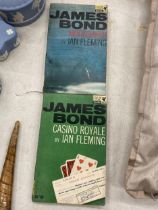 TWO VINTAGE JAMES BOND PAN BOOKS TO INCLUDE 'CASINO ROYALE' AND 'MOONRAKER'