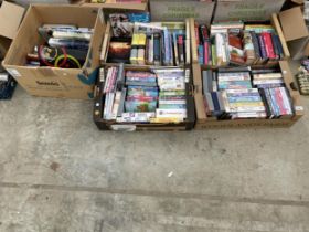 A LARGE ASSORTMENT OF BOOKS, DVDS AND VHS VIDEOS ETC