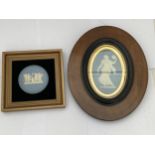 TWO FRAMED WEDGWOOD JASPERWARE PLAQUES