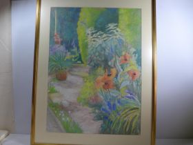 B. NAUGHTON (BRITISH 20TH CENTURY) COUNTRY GARDEN SCENE WITH POPPIES, SIGNED LOWER LEFT, 74 X