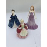 THREE ROYAL DOULTON LADY FIGURES - 'DEBBIE' HN2385, 'VALERIE' HN2107 AND GEMSTONES COLLECTION '