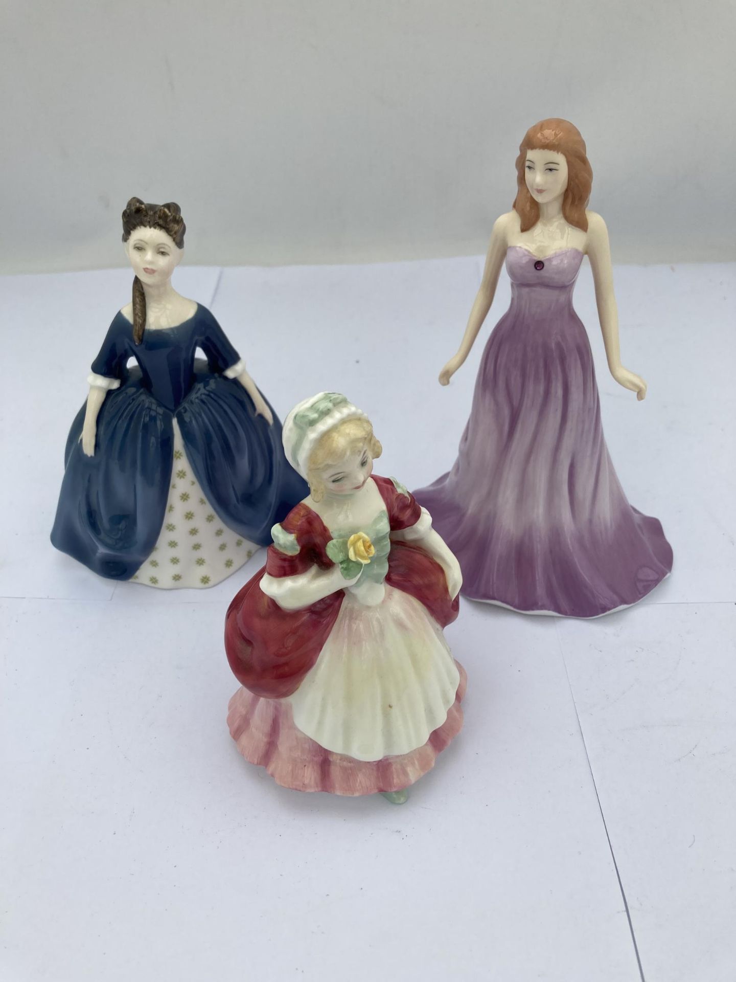 THREE ROYAL DOULTON LADY FIGURES - 'DEBBIE' HN2385, 'VALERIE' HN2107 AND GEMSTONES COLLECTION '