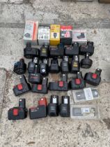 A LARGE QUANTITY OF POWER TOOL BATTERIES TO INCLUDE BOSCH AND MAKITA ETC