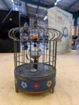 A VINTAGE STYLE AUTOMATON MUSICAL BIRD CAGE