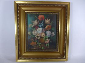 MICHELE CICALO (U.S.A. 1931) VASE OF FLOWERS, OIL ON CANVAS, SIGNED LOWER LEFT, LABEL VERSO FROM THE