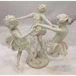 A VINTAGE GERMAN PORCELAIN FIGURE GROUP OF THREE GIRLS BY HUTSCHENREUTHER LHS