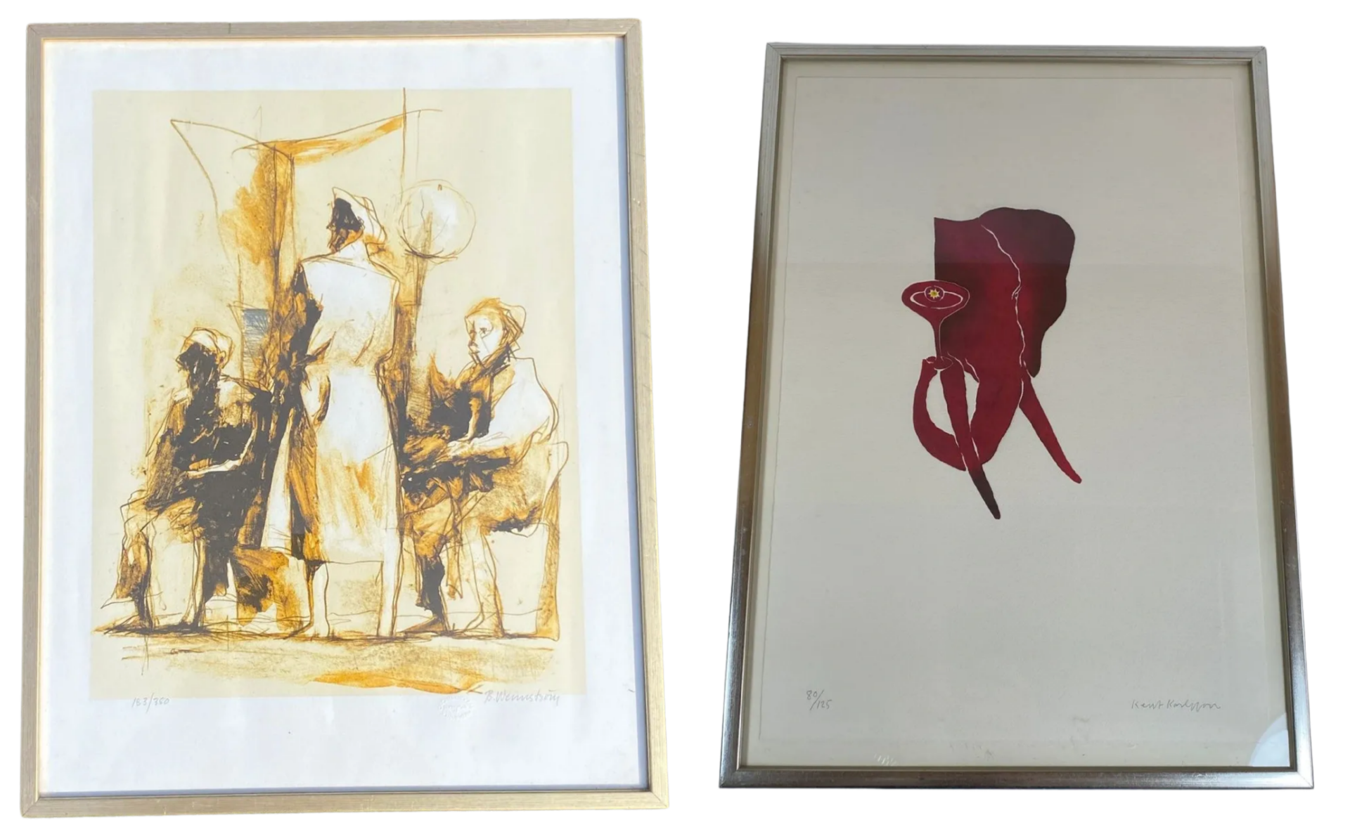TWO MID CENTURY SWEDISH LIMITED EDITION PENCIL SIGNED PRINTS - KENT KARLSSON (80/125) AND BERNDT