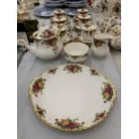 A ROYAL ALBERT OLD COUNTRY ROSES TEA SET COMPRISING TEAPOT, CUPS SAUCERS ETC