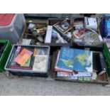 AN ASSORTMENT OF HOUSEHOLD CLEARANCE ITEMS TO INCLUDE GLASS WARE AND BOOKS ETC