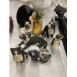 EIGHT ASSORTED CAT FIGURES INCLUDING BESWICK AND SYLVAC