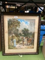 A FRAMED PRINT OF A COUNTRYSIDE SCENE