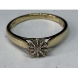 A 9 CARAT GOLD DIAMOND DIAMOND SOLITAIRE RING SIZE P