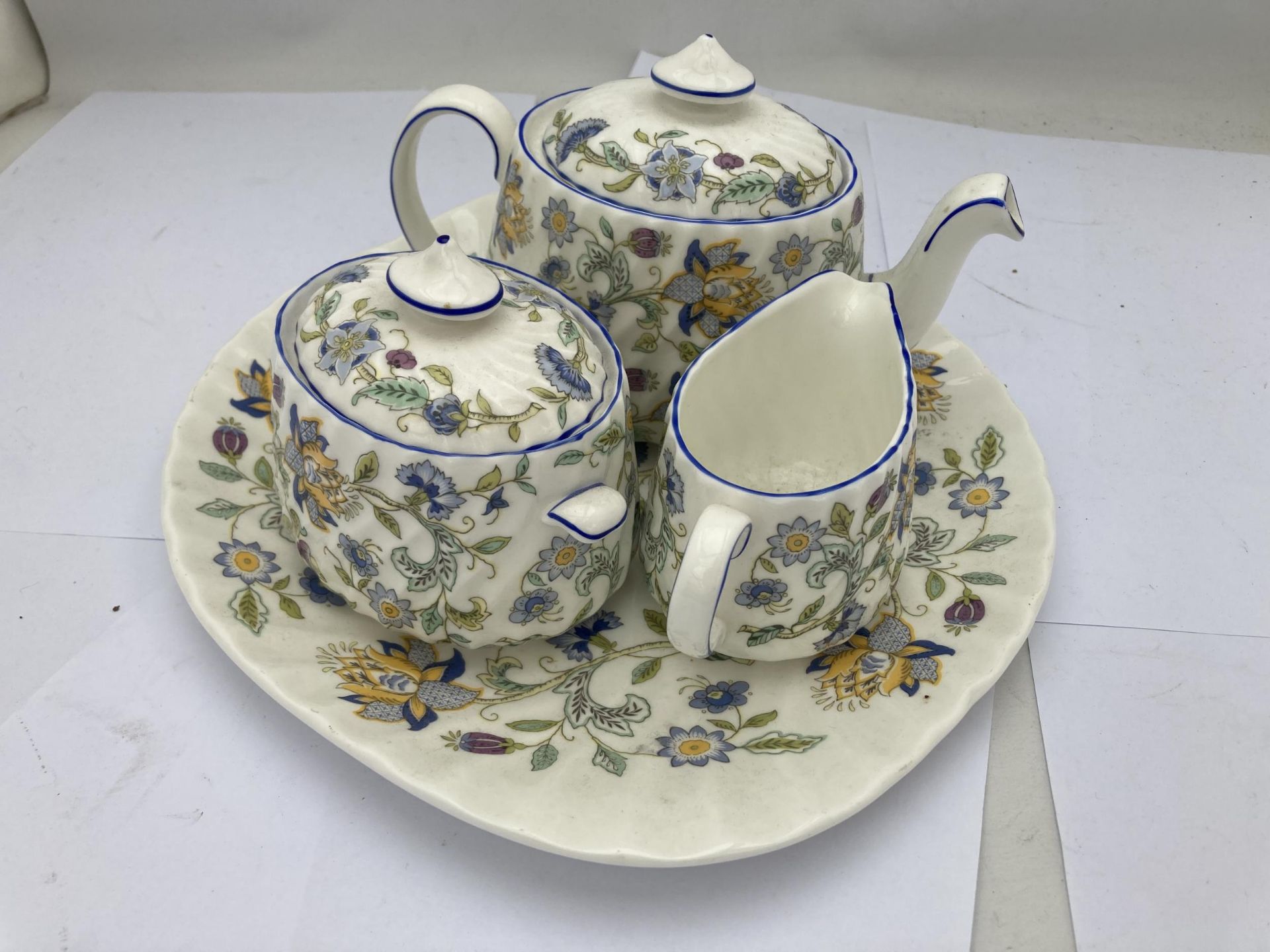 A MINTON HADDON HALL BLUE PATTERN TEA FOR ONE SET - Image 2 of 5