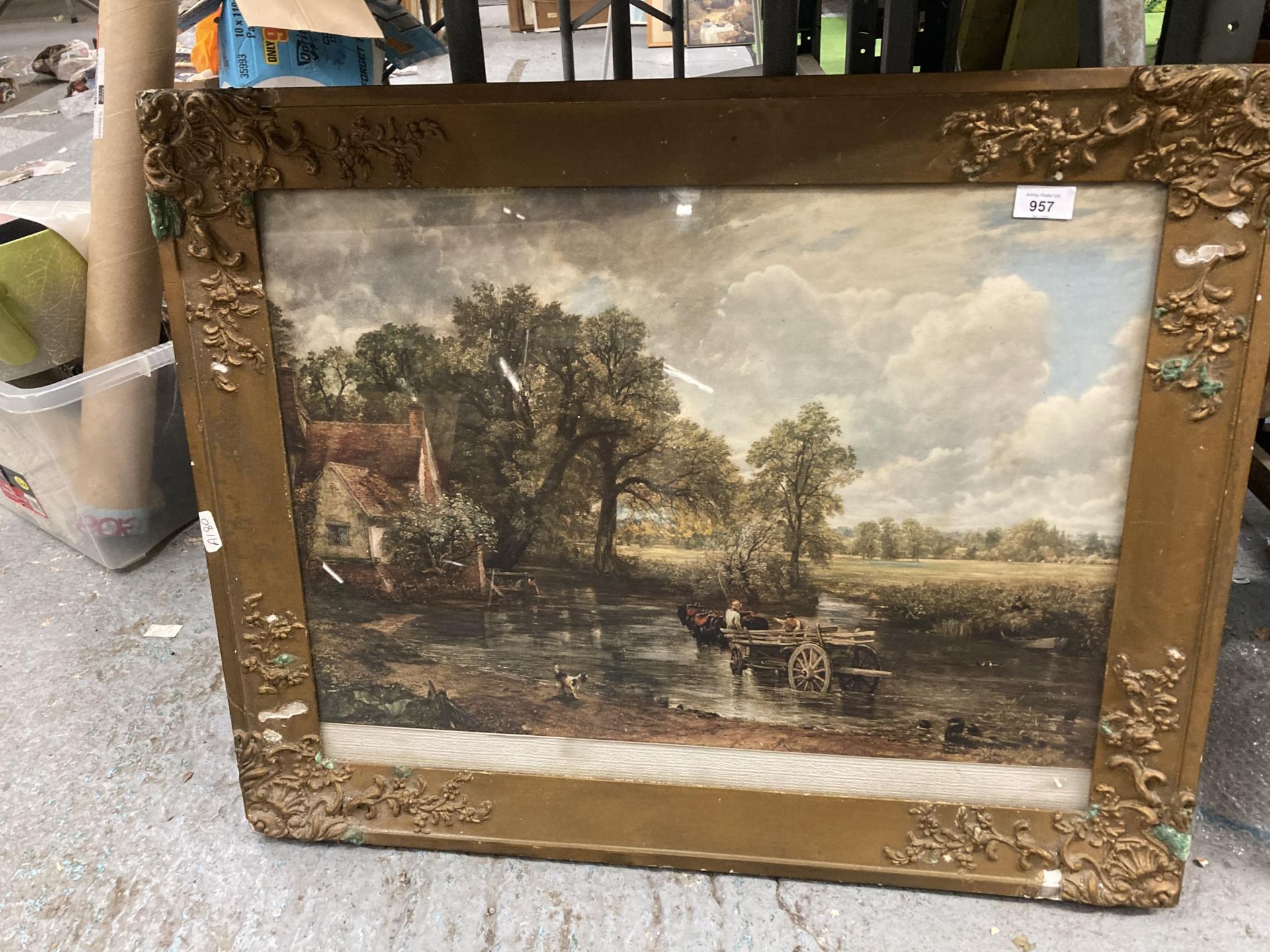 A LARGE PRINT OF 'THE HAYWAIN' BY JOHN CONSTABLE, 79CM X 65CM