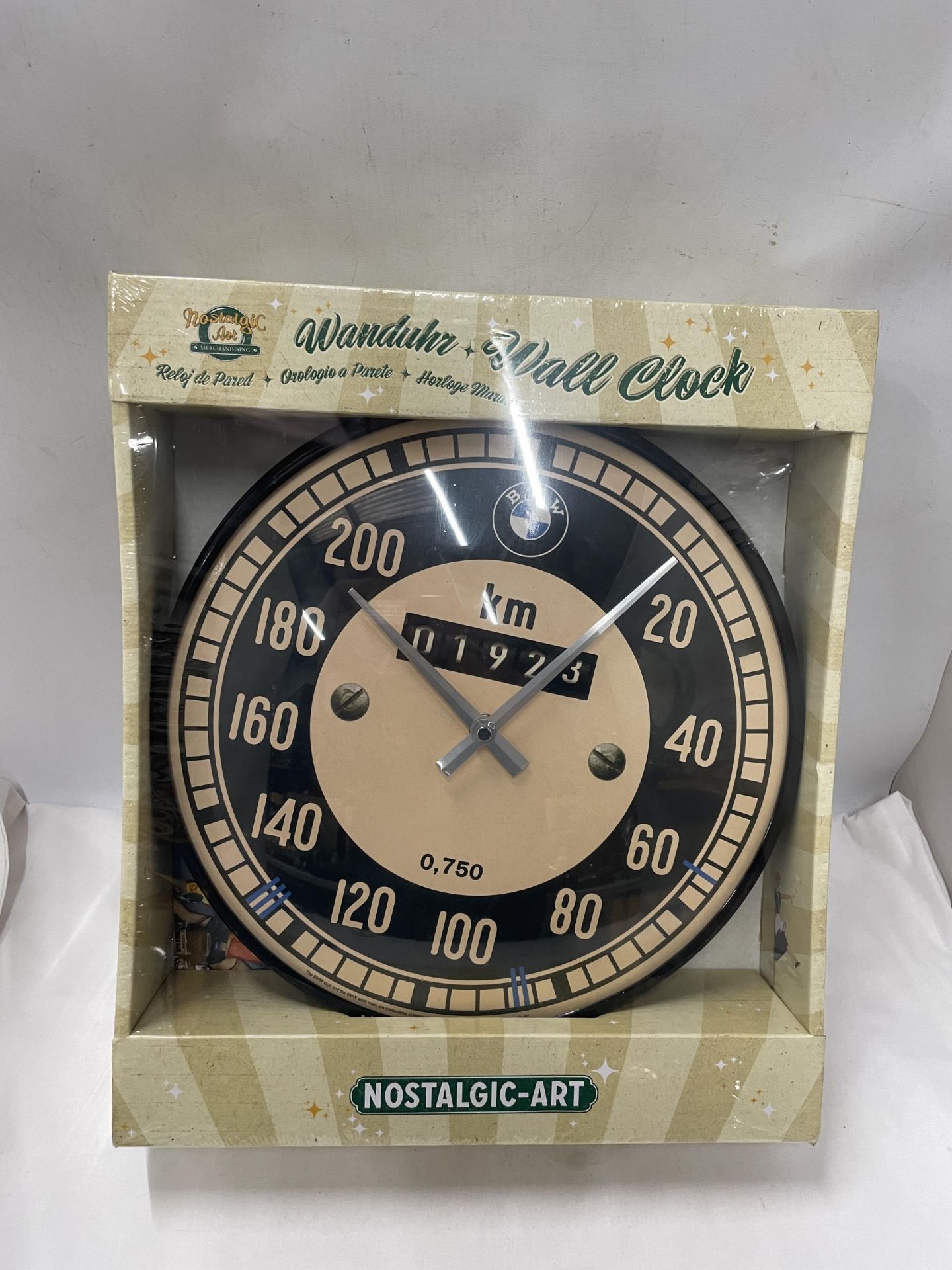A NEW AND BOXED BMW WALL CLOCK