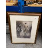 A LIMITED EDITION 404/500 PRINT OF HUNTSMEN, FRAMED