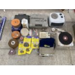 AN ASSORTMENT OF TOOLS TO INCLUDE BUFFING WHEELS AND A HEATER ETC