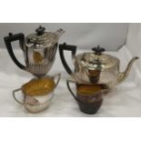 A WALKER AND HALL FOUR PIECE VINTAGE SILVER PLATED A1 EPNS TEA SET