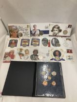 A COLLECTION OF COMMEMORATIVE FIRST DAY COVER COIN SETS WITH COINS OF GREAT BRITAIN COIN SET