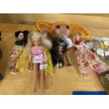 A MIXTURE OF BARBIE, DISNEY, BRATZ, ETC DOLLS - 7 IN TOTAL