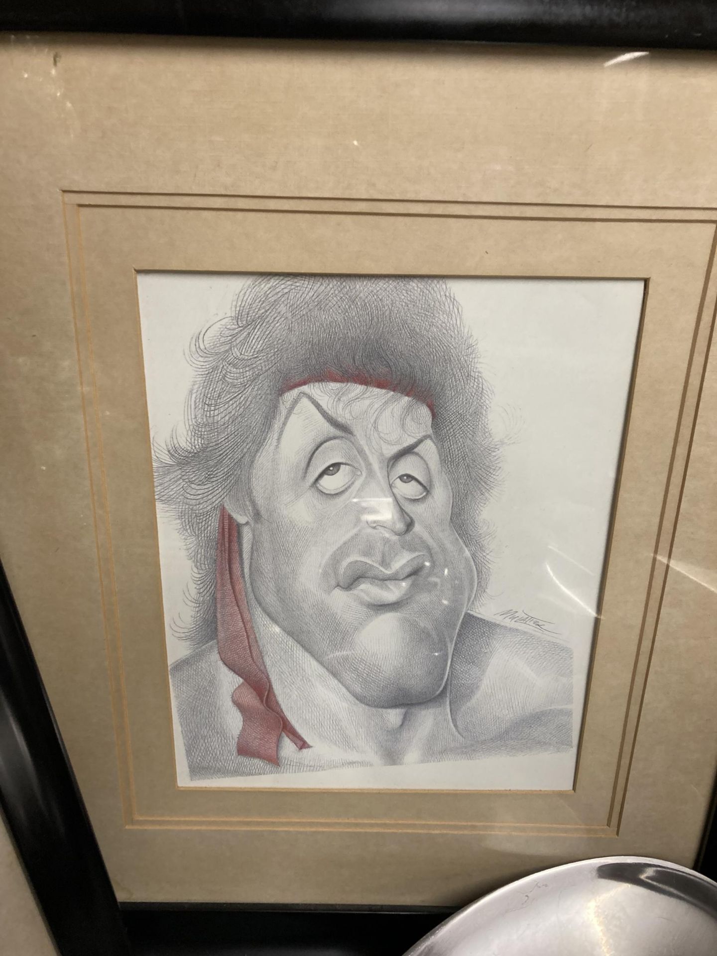 TWO FRAMED CARICATURES, SYLVESTER STALLONE AND DUSTIN HOFFMAN - Image 3 of 3