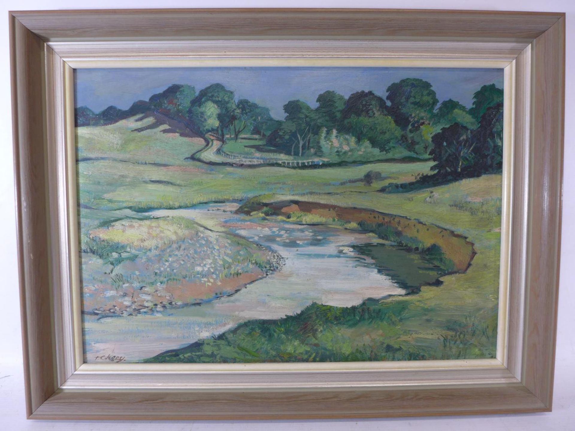 T.C. KEAY (BRITISH 20TH/21ST CENTURY) 'DANE VALLEY', OIL ON BOARD, SIGNED LOWER LEFT, 31 X 45CM,