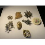 EIGHT ASSORTED BROOCHES