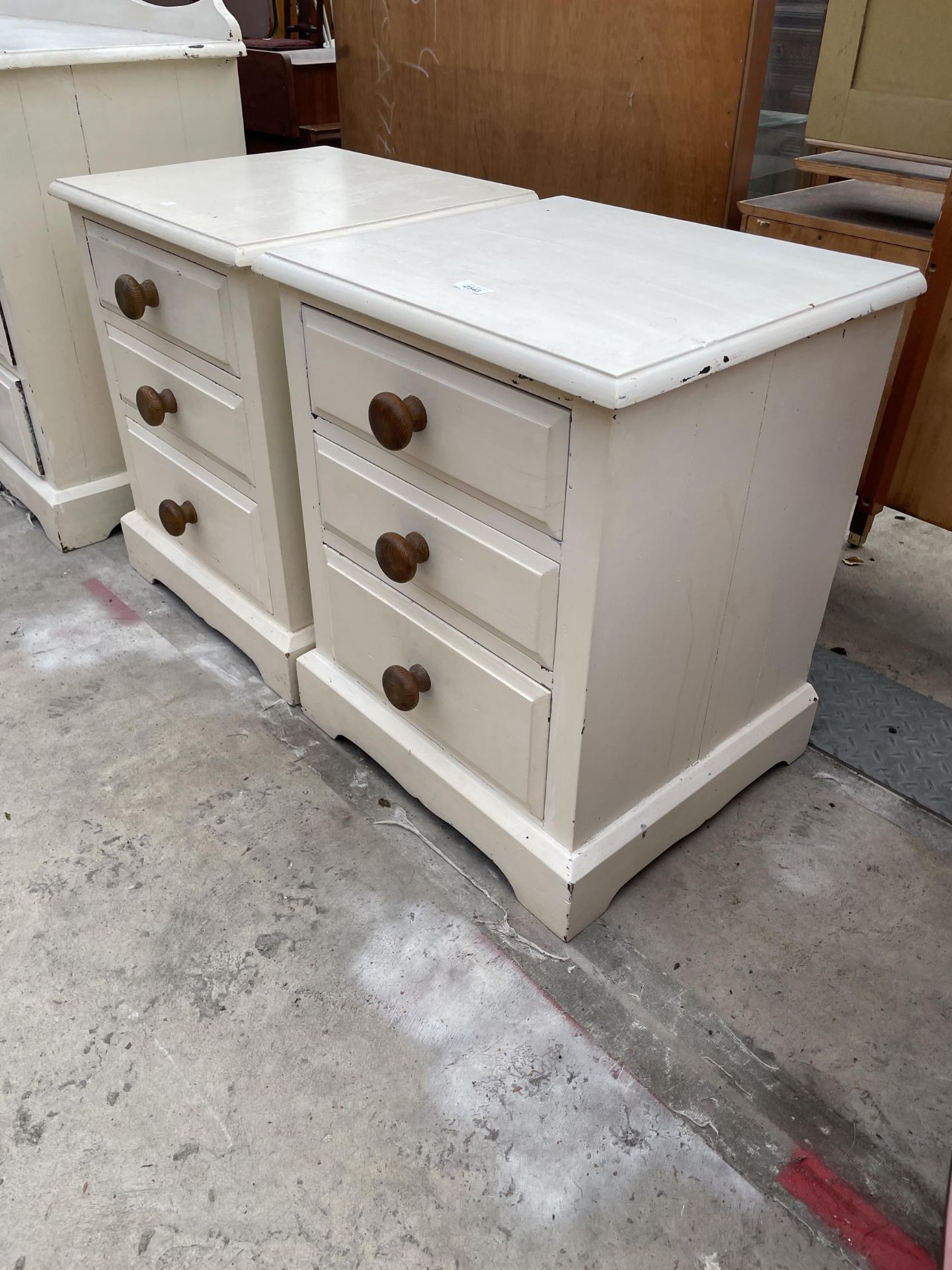 A PAIR OF PAINTED PINE BEDSIDE CHESTS - Image 2 of 3