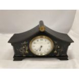 AN INLAID ORIENTAL STYLE MANTLE CLOCK