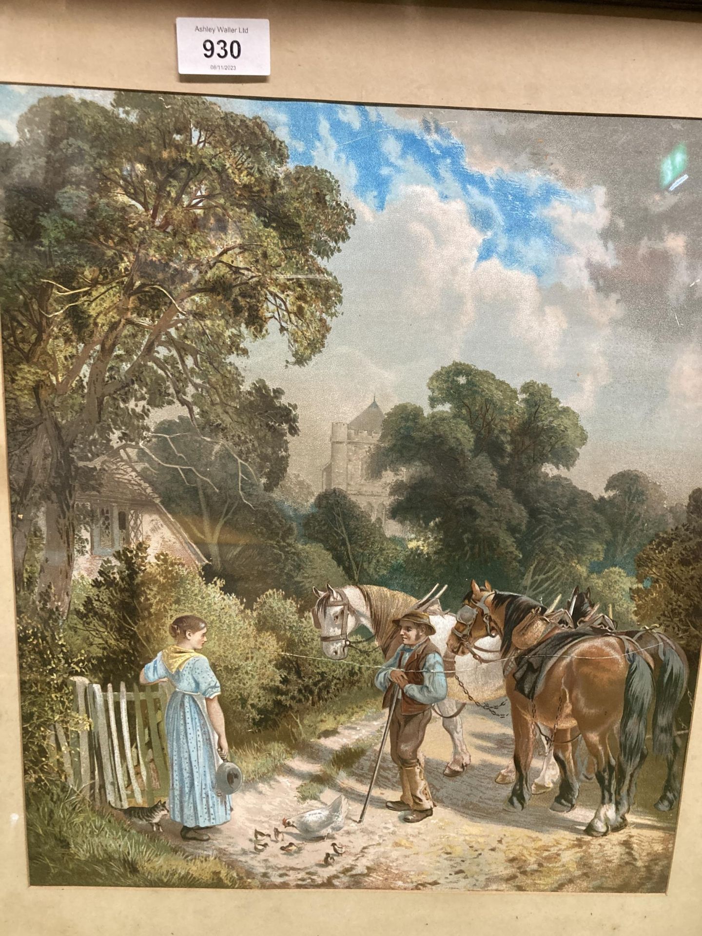 A FRAMED PRINT OF A COUNTRYSIDE SCENE - Image 2 of 2