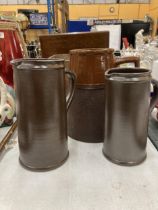 A GROUP OF THREE VINTAGE SALT GLAZE JUGS