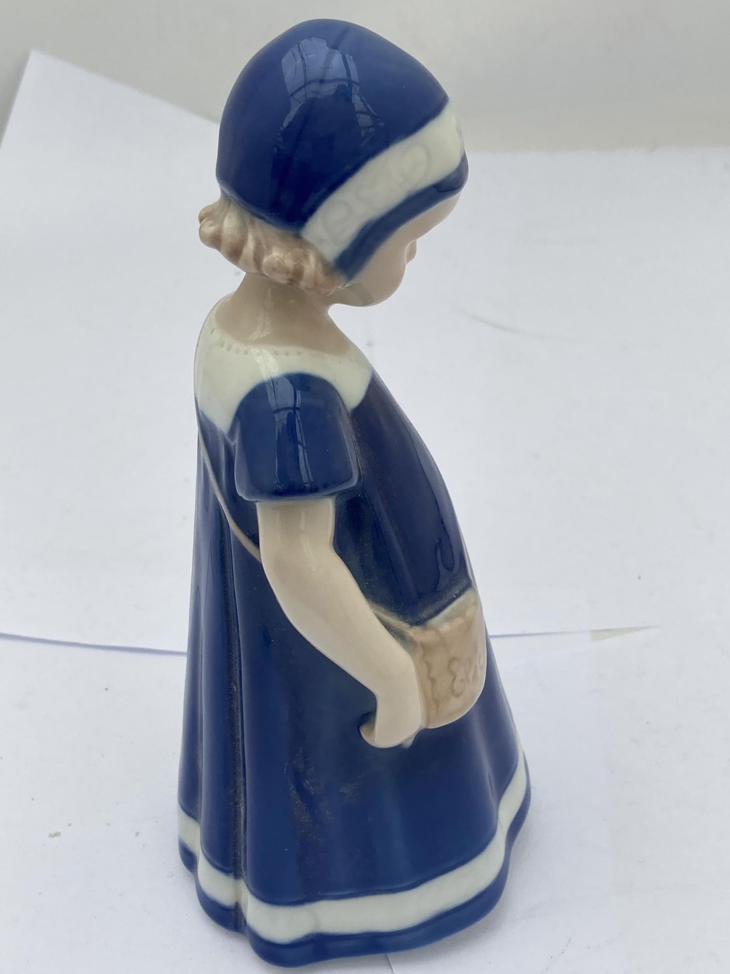 A ROYAL COPENHAGEN FIGURE OF A GIRL IN A BLUE DRESS - Image 3 of 4