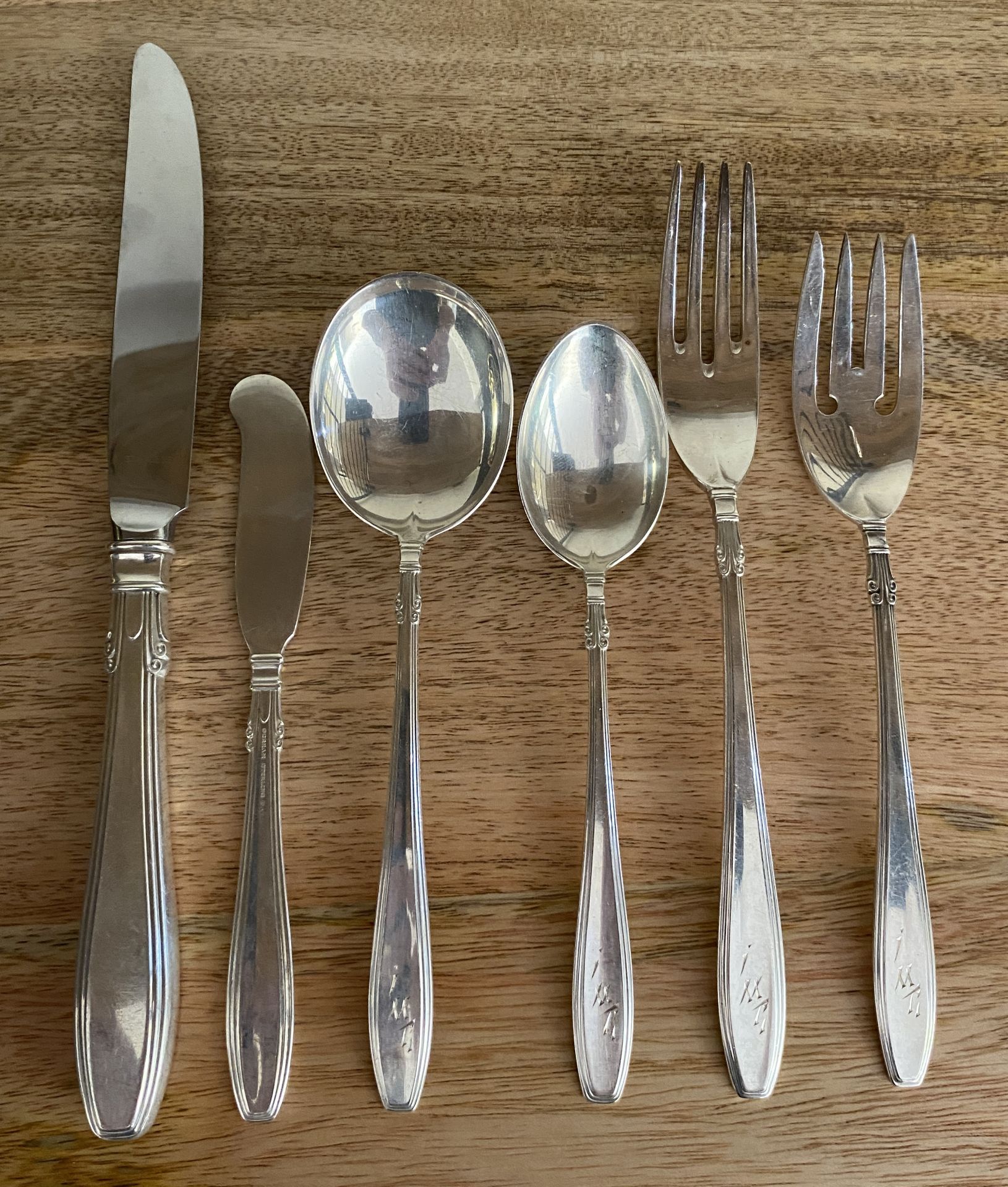 A SEVENTY TWO PIECE GORHAM STERLING SILVER 'NOCTURNE' PATTERN FLATWARE CUTLERY SET IN ORIGINAL - Image 3 of 16