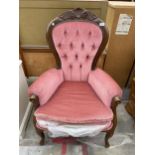 A VICTORIAN STYLE SPOON-BACK CHAIR