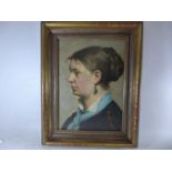 A LATE 19TH/EARLY 20TH CENTURY PORTRAIT OF A YOUNG LADY, OIL ON CANVAS, BEARS MONOGRAM H.M, 41 X