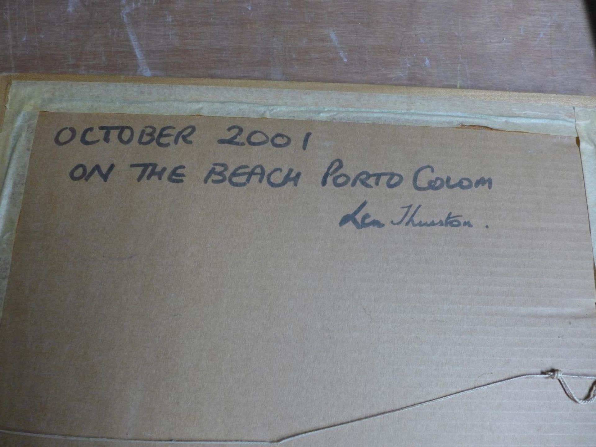 LEN THURSTON (BRITISH 1934-2015) ON THE BEACH PORTO COLOM, OIL ON PANEL, SIGNED LOWER RIGHT, TITLE - Bild 4 aus 4