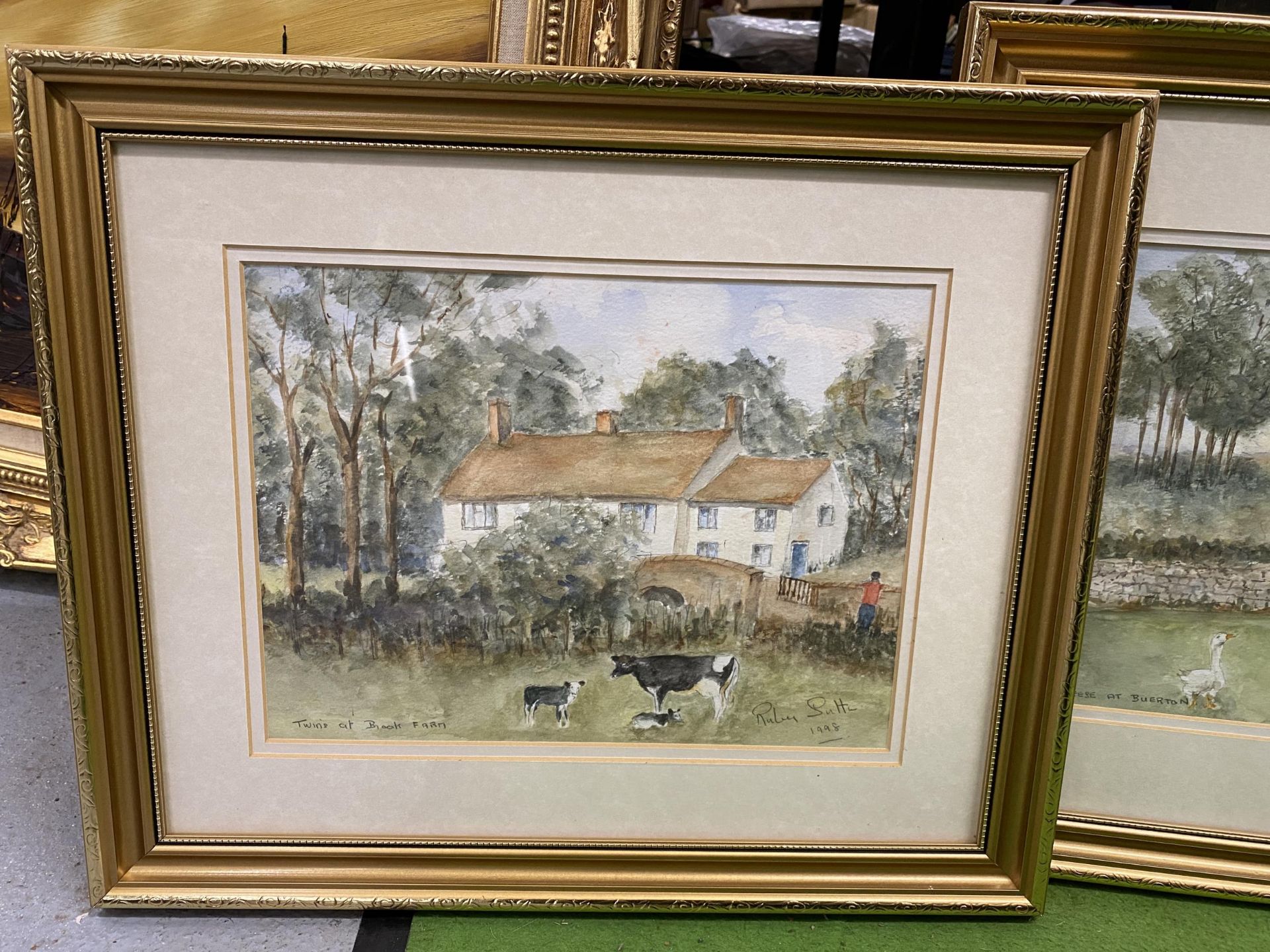 TWO GILT FRAMED WATERCOLOURS OF FARM / COUNTRY SCENES, BOTH SIGNED RUBY SUTTON, DATED 1998 - Image 2 of 4