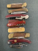 EIGHT ASSORTED PEN KNIVES TO INCLUDE SWISS ARMY EXAMPLE