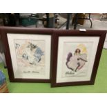 TWO FRAMED ADVERTISING PRINTS , ELIZABETH ARDEN AND HELIOS LINGERIE