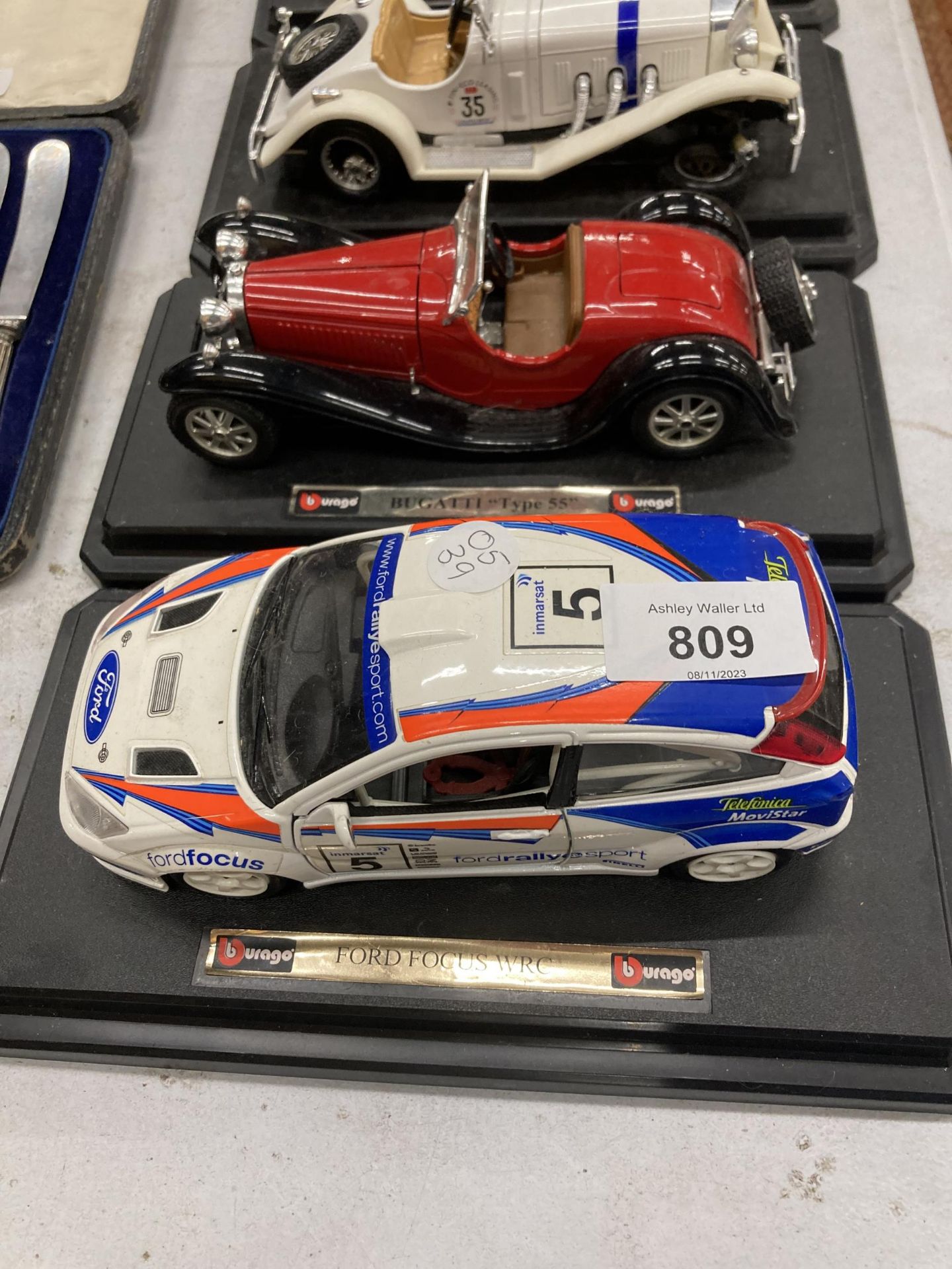 FOUR LARGE DIE-CAST CARS ON PLINTHS, A FORD, BUGATTI, MERCEDES AND A CHEVROLET - Image 3 of 3