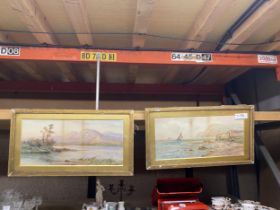 A PAIR OF GILT FRAMED WATERCOLOURS OF LAKE SCENES, SIGNED T.C HENLY