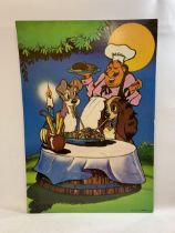 A VINTAGE 1976 SCANDECOR DISNEY LADY AND THE TRAMP PRINT 99 X 68 CM