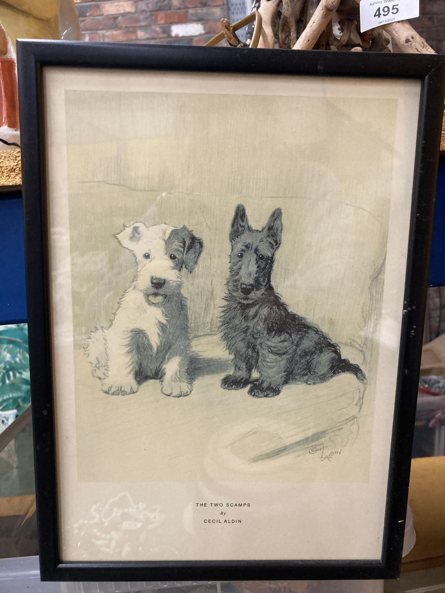 THREE FRAMED CECIL ALDIN PRINTS - 'THE TWO SCAMPS', 'THE TWO FRIENDS' AND 'THE TWO SPORTSMEN' - - Image 2 of 4
