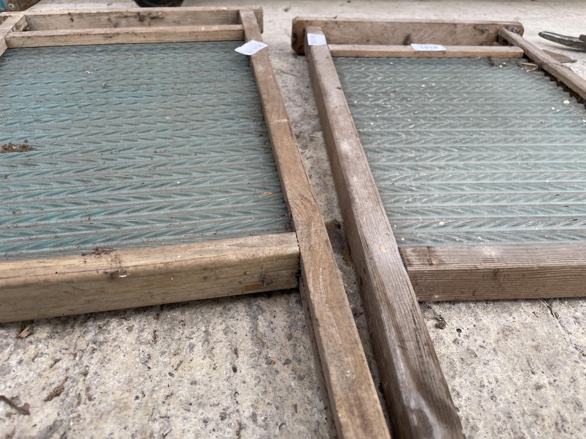 THREE VINTAGE WOODEN AND GLASS WASH BOARDS - Image 4 of 4
