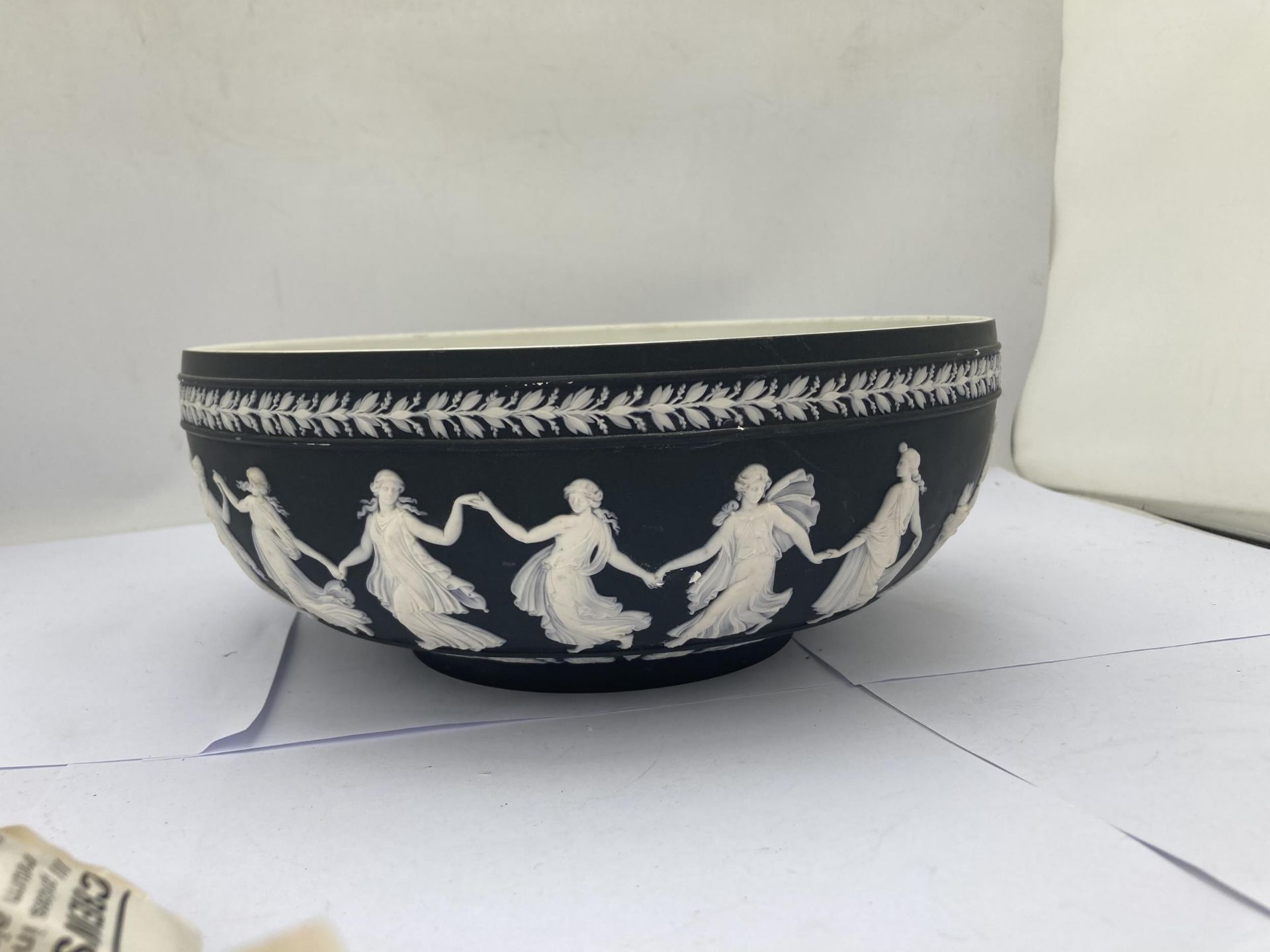 A WEDGWOOD BLACK JASPERWARE DIP DANCING HOURS PATTERN CENTREPIECE BOWL - Image 2 of 3