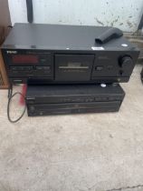 A SONY CD PLAYER AND A TEAK CASSETTE DECK