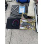 AN ASSORTMENT OF ITEMS TO INCLUDE CAR MATS AND A WHEEL BRACE ETC