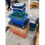 A LARGE QUANTITY OF PLASTIC STORAGE BOXES