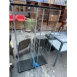 A PAIR OF MODERN THREE TIER DISPLAY CABINETS, 16.5 X 14.5" EACH